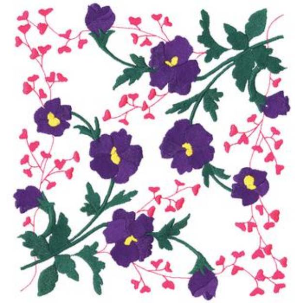 Picture of Purple Pansies Machine Embroidery Design