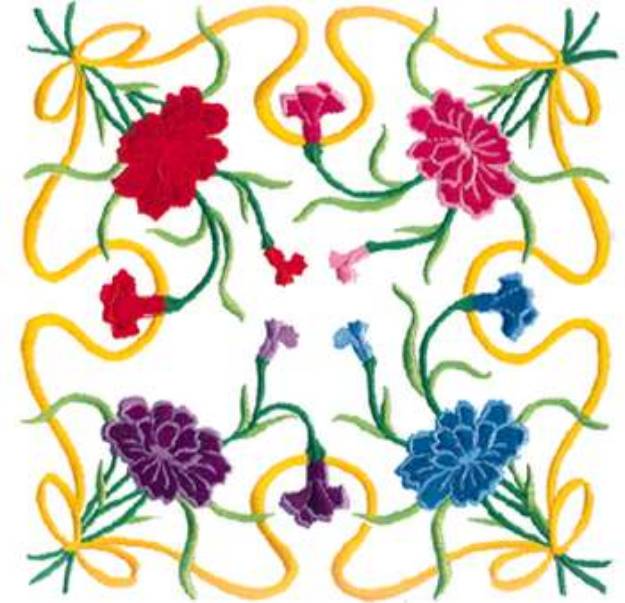 Picture of Flowers And Ribbons Machine Embroidery Design
