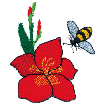 Gladiolas With Bee Machine Embroidery Design