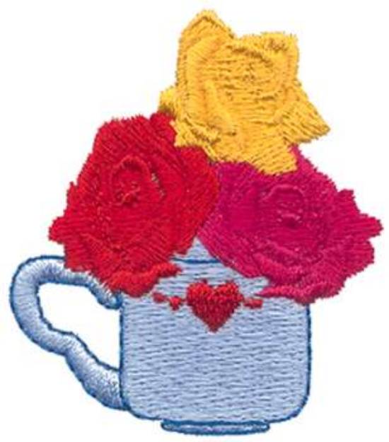 Picture of Roses In Vase Machine Embroidery Design