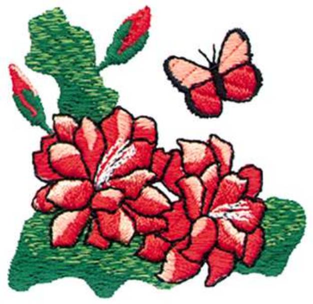 Picture of Orchid Cactus Machine Embroidery Design