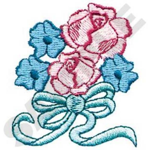 Picture of Flowers And Ribbon Machine Embroidery Design