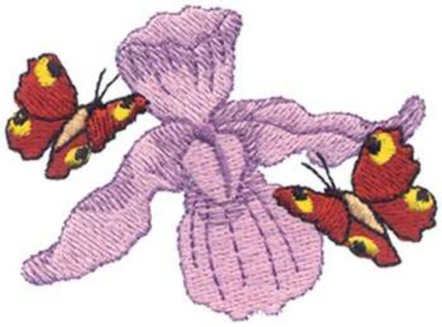 Picture of Iris With Butterflies Machine Embroidery Design