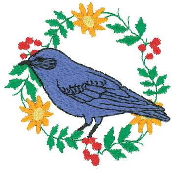 Bird With Foilage Machine Embroidery Design