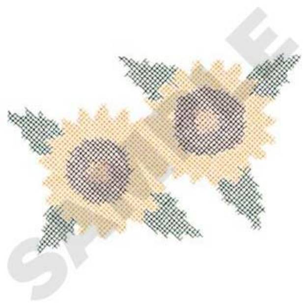 Picture of Cross Stitch Sunflowers Machine Embroidery Design