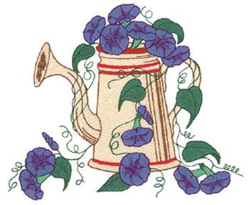 Flowers With Watering Can Machine Embroidery Design