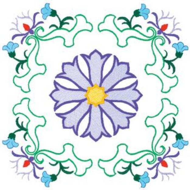 Picture of Floral Quilt Square Machine Embroidery Design