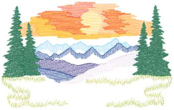 Mountain Sunset Machine Embroidery Design