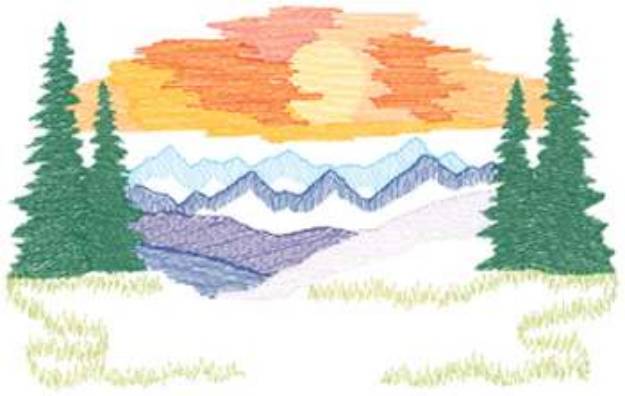 Picture of Mountain Sunset Machine Embroidery Design