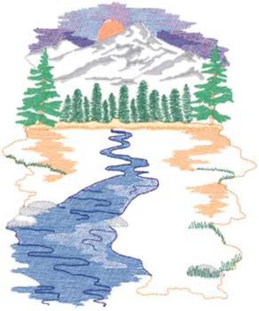 Picture of Mountain Background Machine Embroidery Design