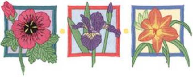 Picture of Three Flower Applique Machine Embroidery Design