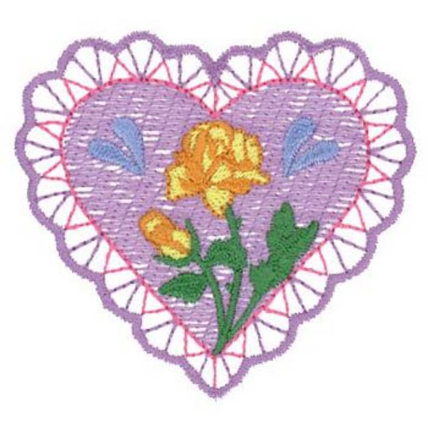 Picture of Heart Floral Scroll Machine Embroidery Design
