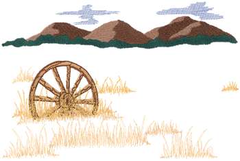 Wagon Wheel Scene Machine Embroidery Design