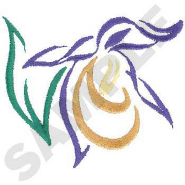 Picture of Lady Slipper Outline Machine Embroidery Design