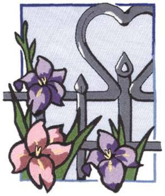 Picture of Fence With Flowers Machine Embroidery Design