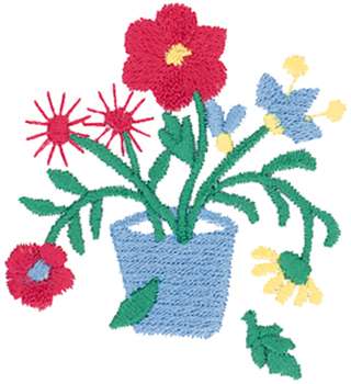 Flower Pot Machine Embroidery Design