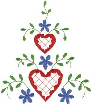 Hearts And Flowers Machine Embroidery Design