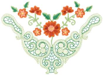 Orange Floral Scroll Machine Embroidery Design