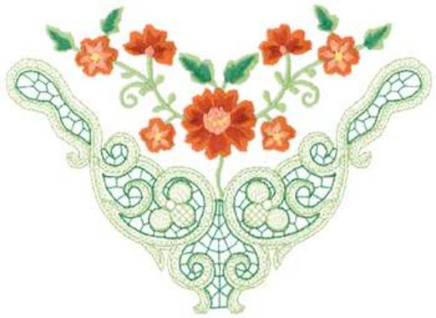 Picture of Orange Floral Scroll Machine Embroidery Design