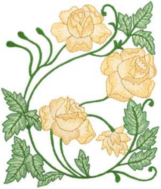 Picture of Rose Vine Quilt Square Machine Embroidery Design