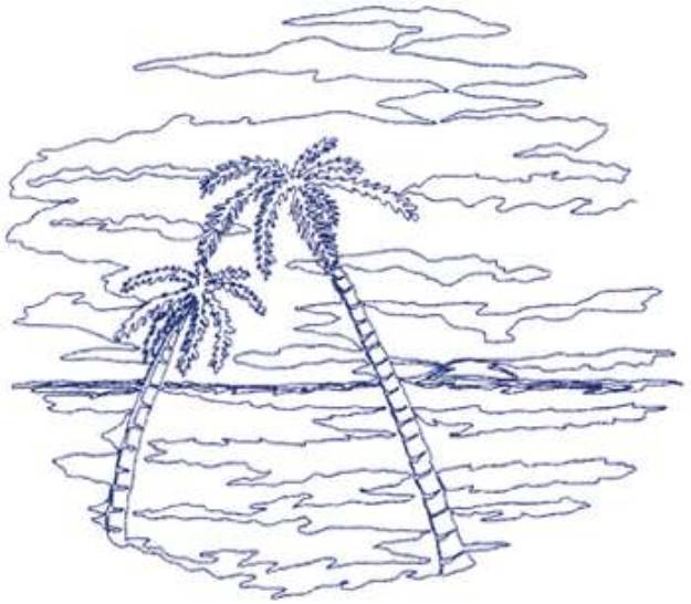 Picture of Palm Tree Scene Machine Embroidery Design