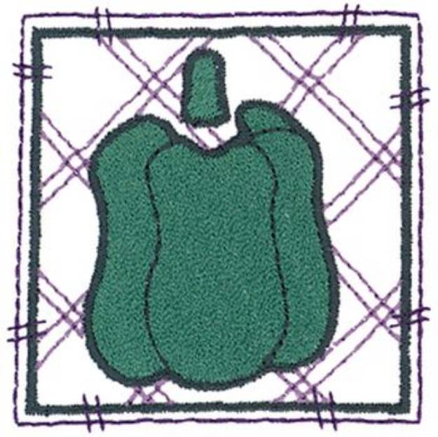 Picture of Green Pepper Patchwork Machine Embroidery Design