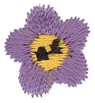 Purple Flower Button Machine Embroidery Design