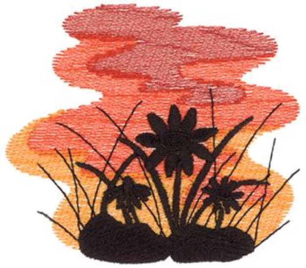 Picture of Flower Silhouette Scene Machine Embroidery Design