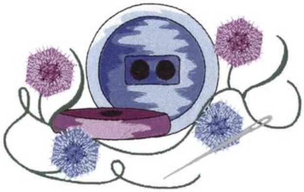 Picture of Flowers And Buttons Machine Embroidery Design