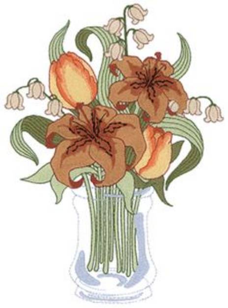 Picture of Floral Bouquet In Vase Machine Embroidery Design