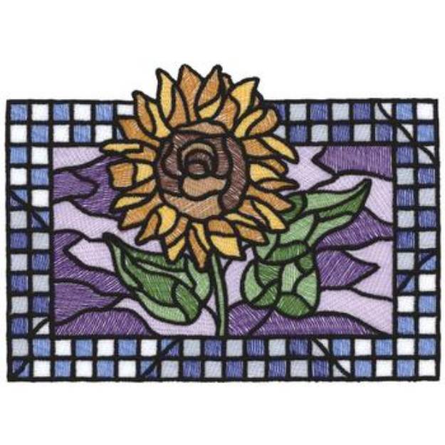 Picture of Stain Glass Sunflower Machine Embroidery Design
