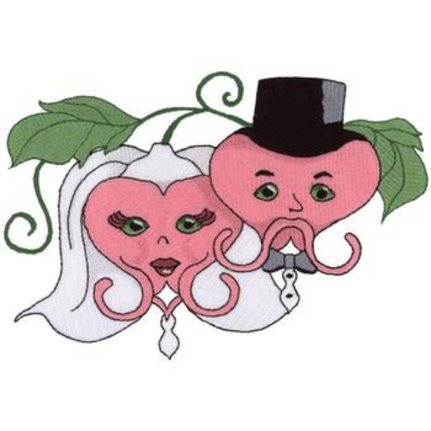 Picture of Bride And Groom Flowers Machine Embroidery Design