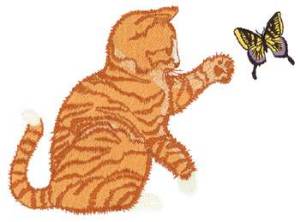 Picture of Kitty And Butterfly Machine Embroidery Design