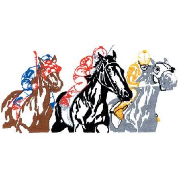 Picture of Three Race Horses Machine Embroidery Design