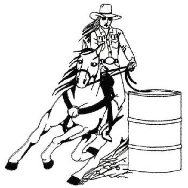 Picture of Barrel Racer Outline Machine Embroidery Design