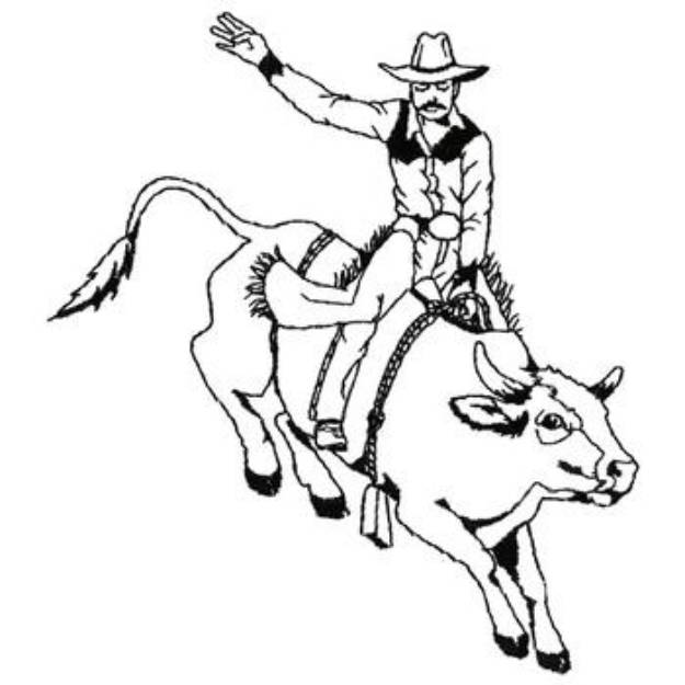 Picture of Bull Rider Outline Machine Embroidery Design