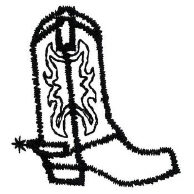 Picture of Cowboy Boot Outline Machine Embroidery Design
