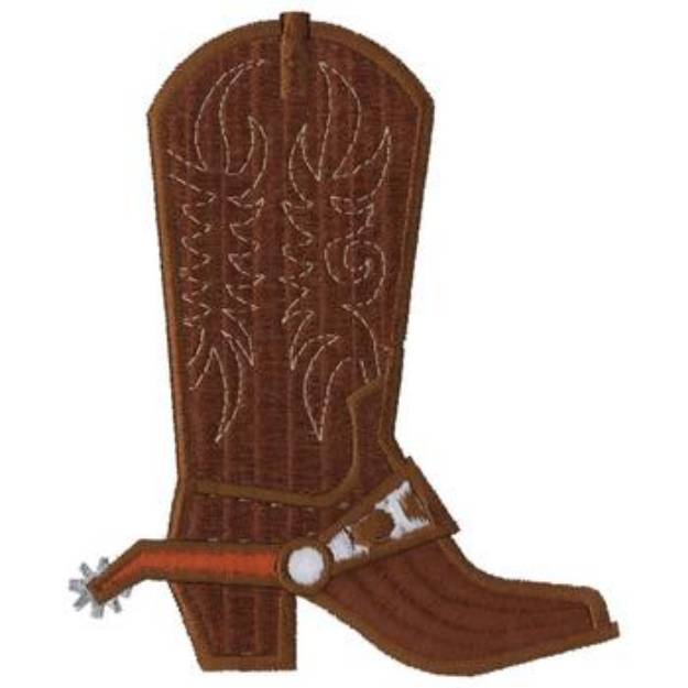 Picture of Cowboy Boot With Spur Machine Embroidery Design