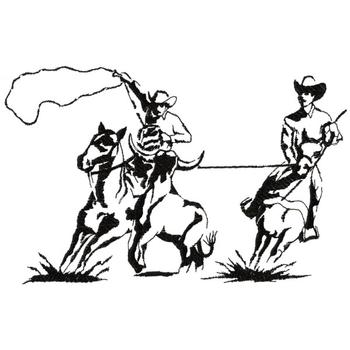 Team Roping Outline Machine Embroidery Design
