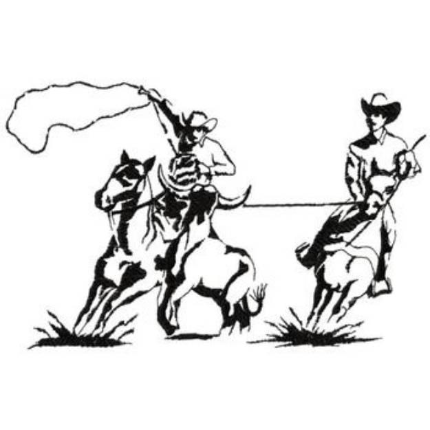 Picture of Team Roping Outline Machine Embroidery Design