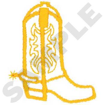 Cowboy Boot Outline Machine Embroidery Design