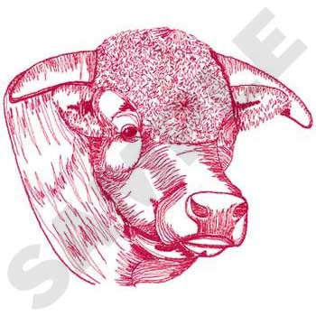 Hereford Bull Head Machine Embroidery Design