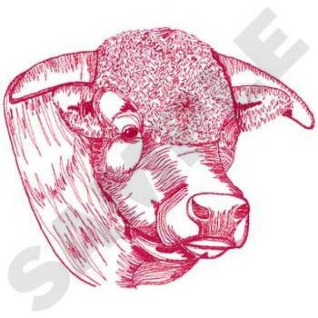 Picture of Hereford Bull Head Machine Embroidery Design