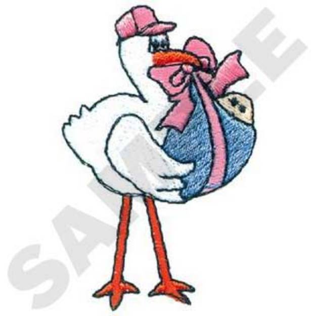 Picture of Stork With Baby Machine Embroidery Design