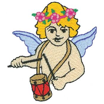 Angel With Drum Machine Embroidery Design