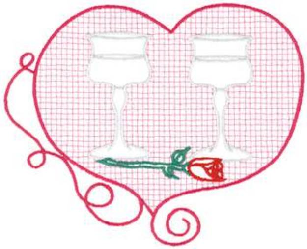 Picture of Pair of Wine Glasses Machine Embroidery Design