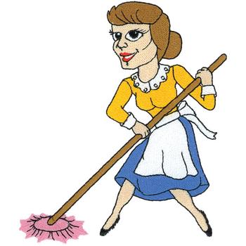 Maid With Mop Machine Embroidery Design