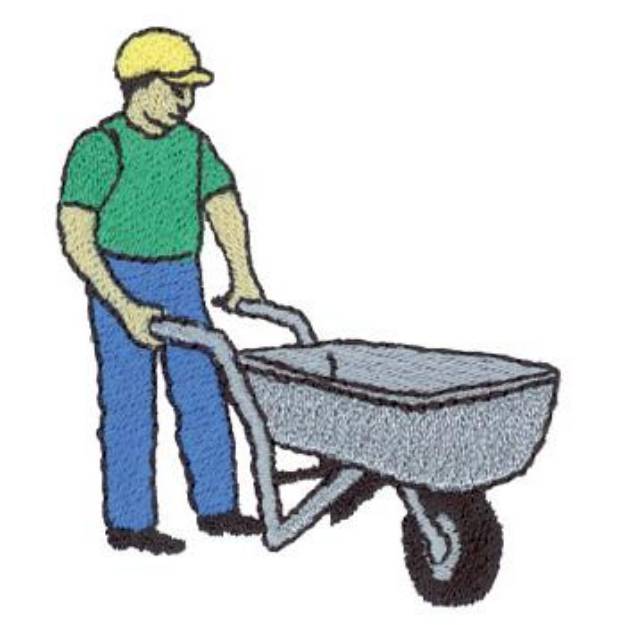 Picture of Man With Wheelbarrow Machine Embroidery Design