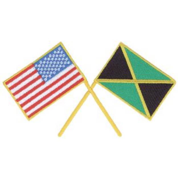 Picture of USA & Jamaican Flags Machine Embroidery Design