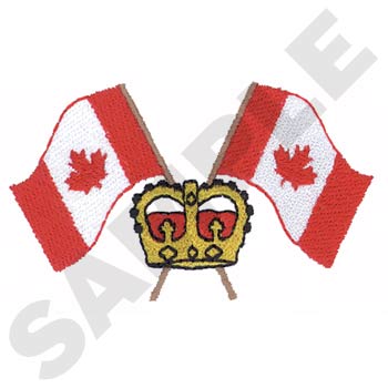 Crown And Flags Machine Embroidery Design